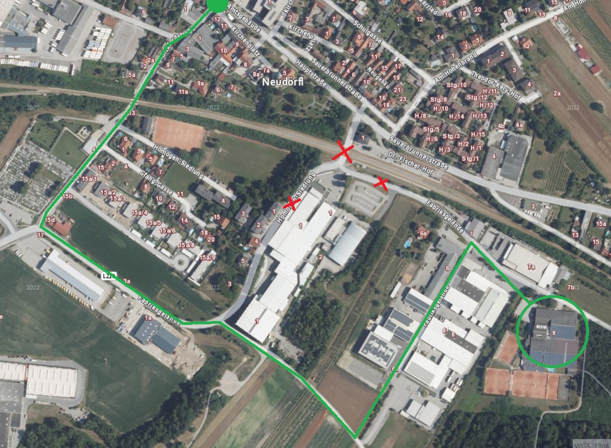 Anfahrt Tennis- und Freizeitzentrum Neudörfl - Umbauarbeiten Bahnhof